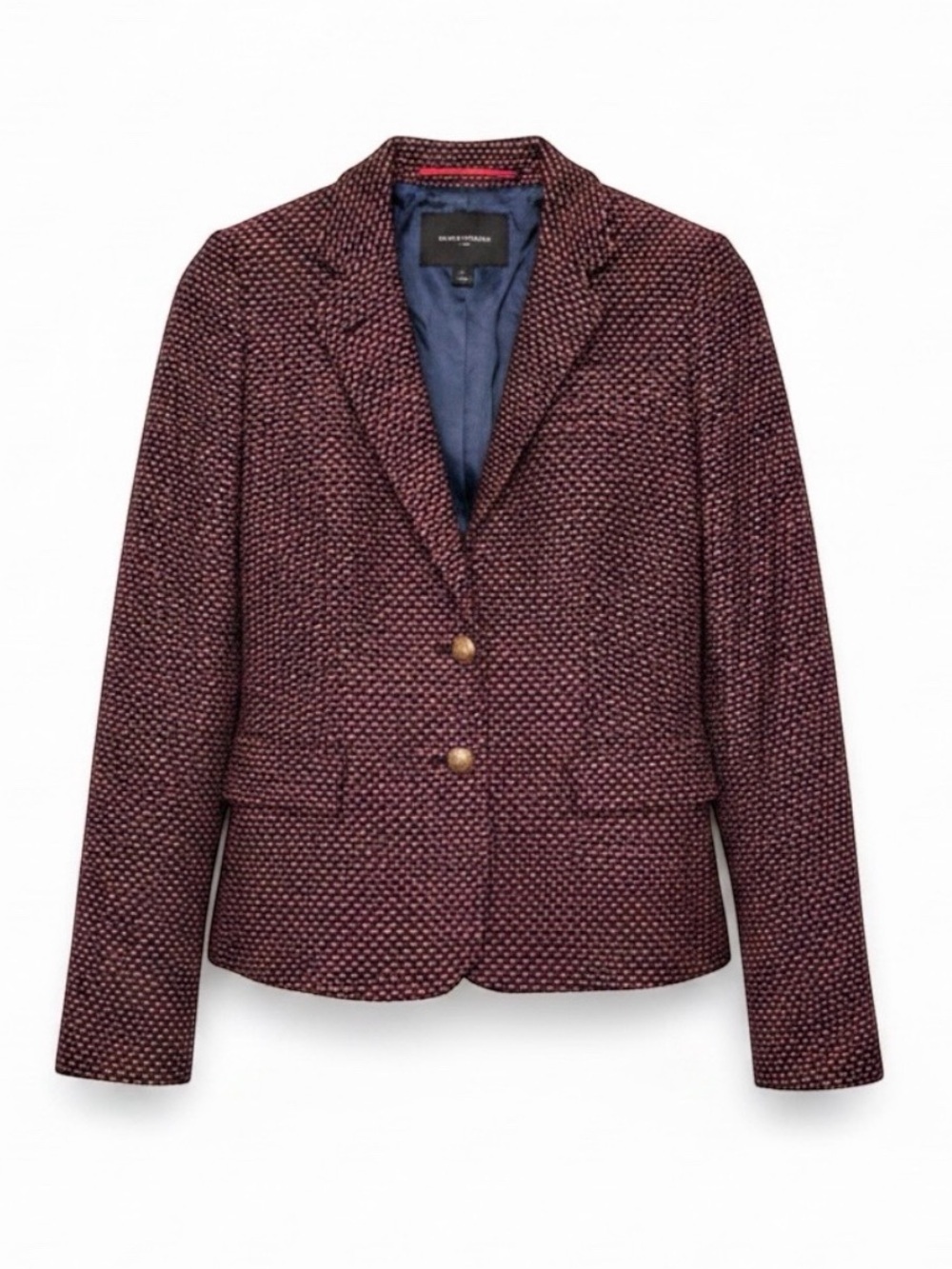 NEW Banana Republic Tailored Woven Tweed Women's Blazer Red and Blue Size 4